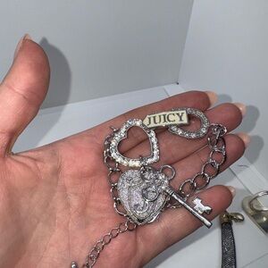 Juicy Couture Silver Charm Bracelet with Heart and Key